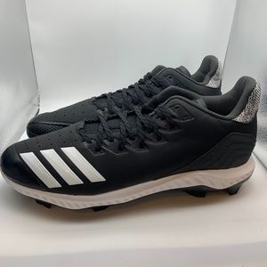 Adidas Men's Icon Bounce Mid Metal Baseball Cleats Black/White/Gray Size 14